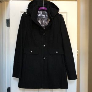 GUESS LOS ANGELES Black hooded Pea Coat
